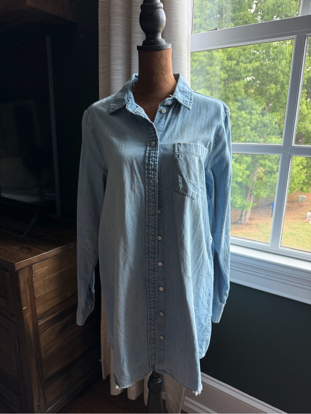 Aerie Light Wash Denim Shirt Dress / Oversized Chambray Top Size S — Pre-Owned